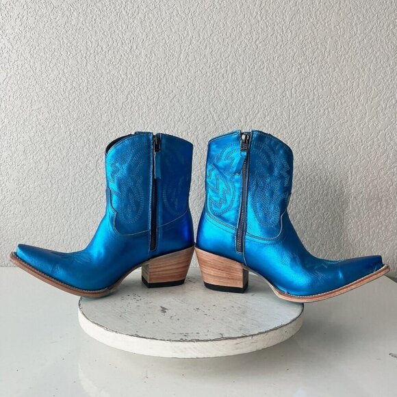 Lane SMOKESHOW Womens Cowboy Bootie 9 Blue Western Cowgirl Short Ankle Boots - Picture 7 of 11